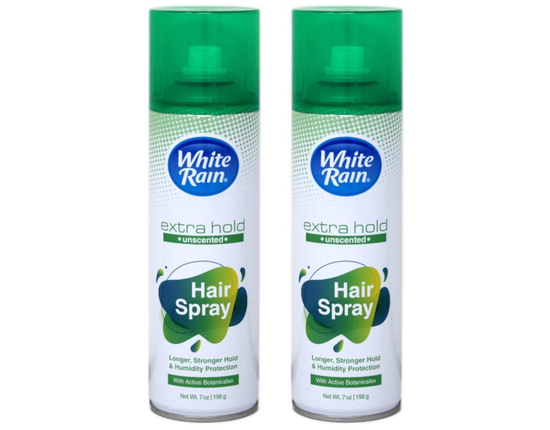 White Rain Hairspray Extra Hold Unscented 7 oz Pack of 2 Aerosol Hairspray for Women  Men Humidity Resistant FragranceFree NonSticky Finishing Hair Spray Extra Hold for All Hair Types